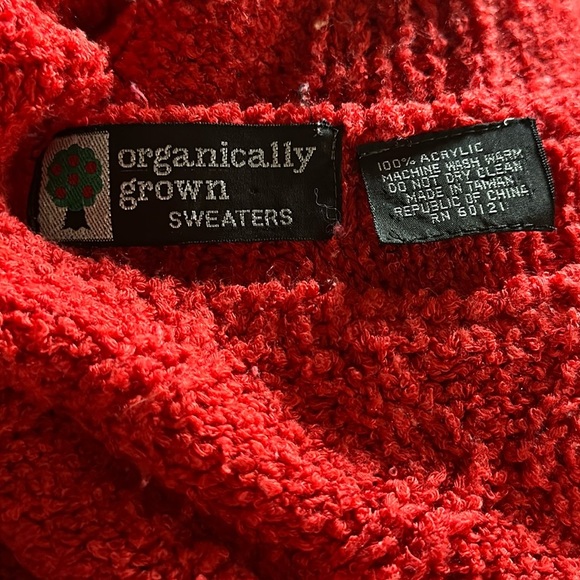 Vintage Organically Grown Sweaters Knit Sweater Cropped Red Soft Acrylic Holiday - Picture 12 of 12